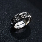 Retro Skull & Skeletons Adjustable Open Ring For Men Silver-plated Copper Gothic Punk Edgy Indie Jewelry Niche