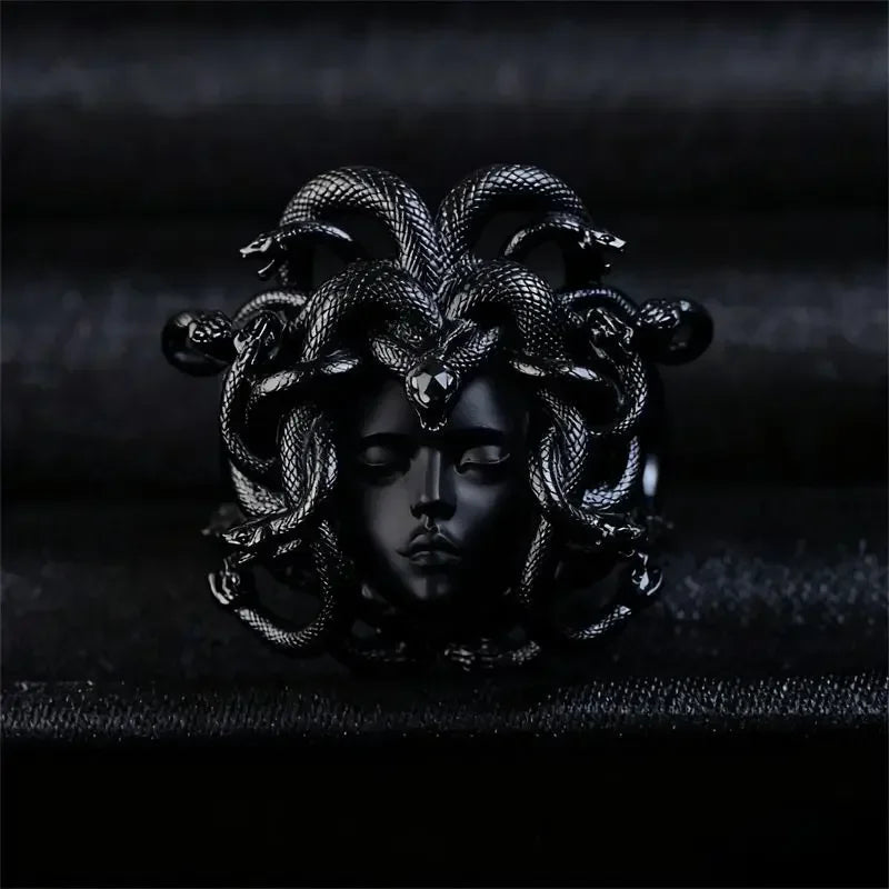 Ancient Greek Medusa Queen Coin Finger Ring — Vintage Style