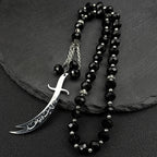 Imam Ali Zulfiqar Sword Beaded Hanging Charm — Stainless Steel