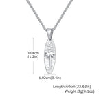 Summer Coconut Tree Pattern Oval Pendant Necklace for Men, Stainless Steel Dainty Fashion Necklace, Retro Jewelry Ocean Vacation