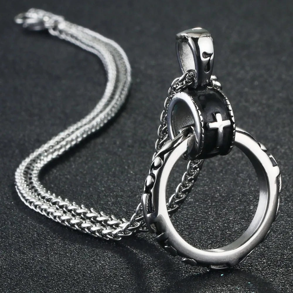 St. Benedict Exorcism Cross Pendant Necklace — Stainless Steel