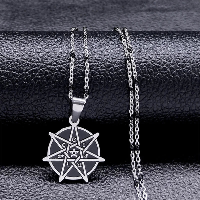 Steel Pendant Dark Enamel Transgender Symbol Triangle