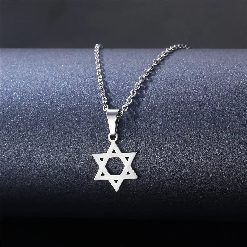 Minimalist Vintage Star of David Necklace Stainless Steel Jewish Symbols Necklace Men's Religious Amulets Jewelry Gifts