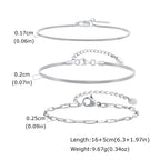 Thin Chain Bracelet Set 3pcs — Silver