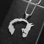 Silver Horse Head Pendant Necklace Statement