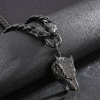 Curb Link Chain Men's Neck Necklaces for Man Gold Color Stainless Steel Wolf Head Man Pendant Necklace 65CM Long Viking