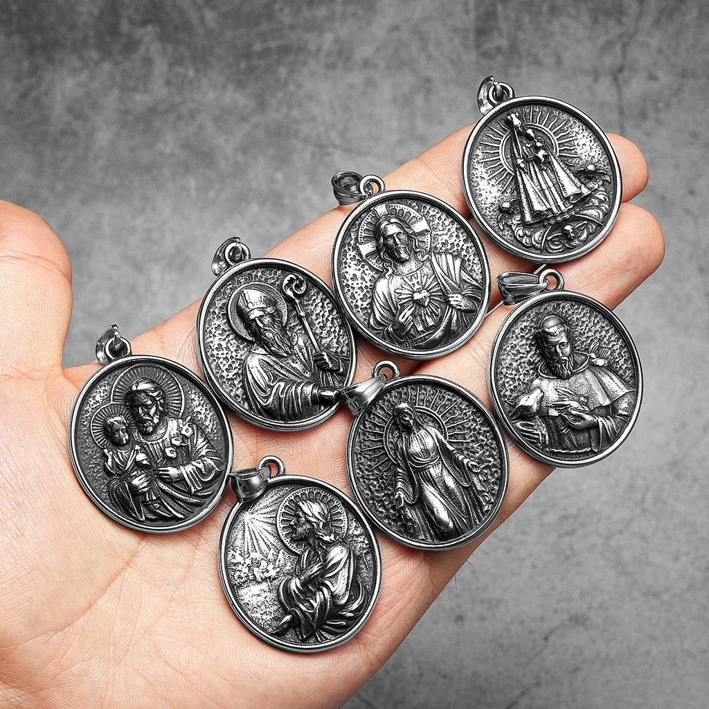 Virgin Mary Cross Pendant — Stainless Steel