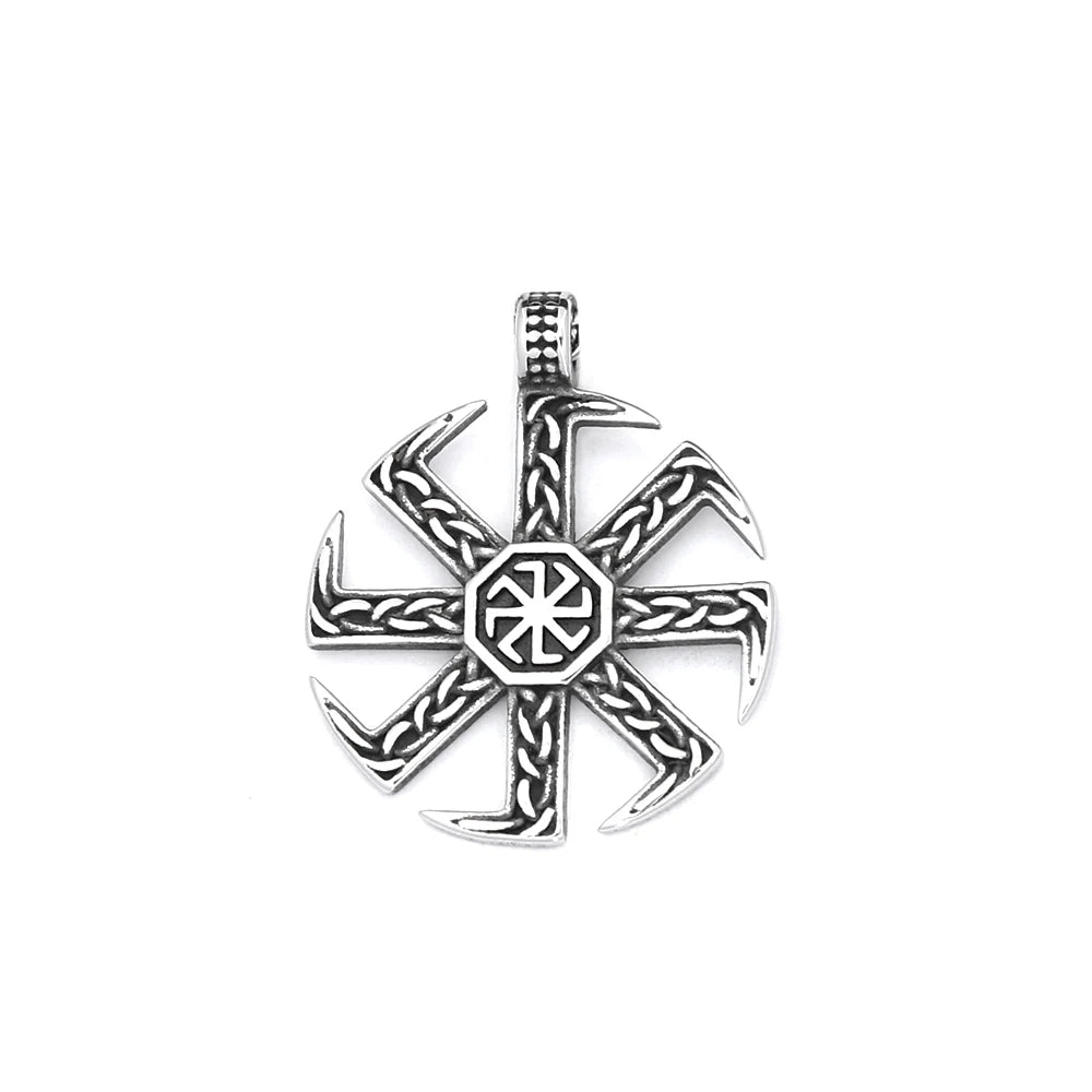 Slavic Kolovrat Sun Wheel Pendant — SS