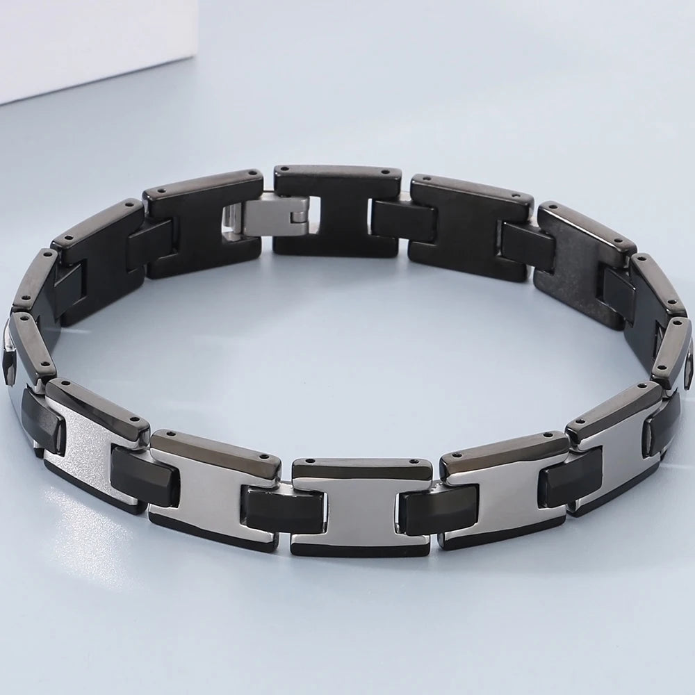 Never Scratched Tungsten Steel Men's Bracelets High Polished 10MM Width Link Chain Bracelet for Men Man Male Jewelry