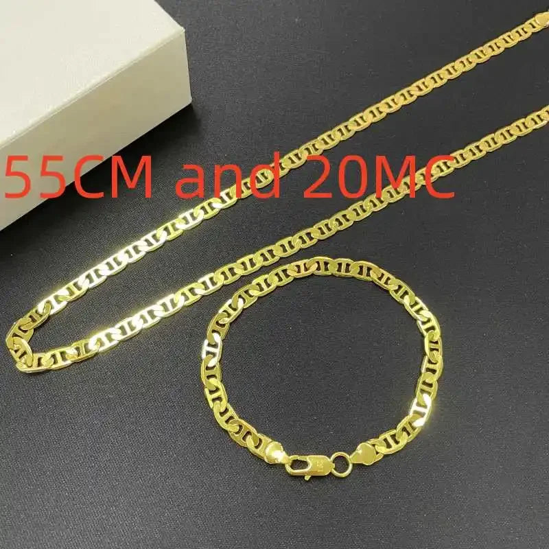Mariner Chain Necklace Bracelet Set — Gold-Tone & Silver-Tone 6MM