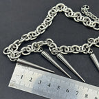 Gothic Large Spike Rivet Chunky Chain Necklace Unisex Stainless Steel Punk Style Grunge Jewelry Accessory for Women Men
