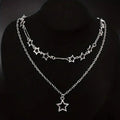Y2K Five-Point Star Necklace Set — Stainless Steel