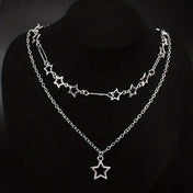 Y2K Five-Point Star Necklace Set — Stainless Steel
