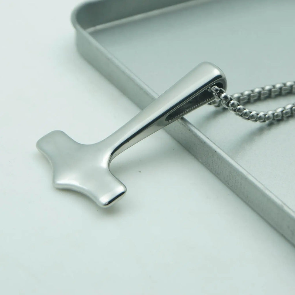 Simple Viking Mjolnir Thor's Hammer Necklace — Stainless Steel