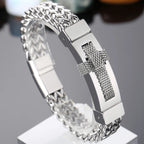 Christian Cross Bracelet for Man Gold Color Stainless Steel Men's Wrist Bracelets On Hand Man Jewellery Accessories