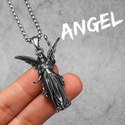 Angel Statue Pendant Necklace — Stainless Steel