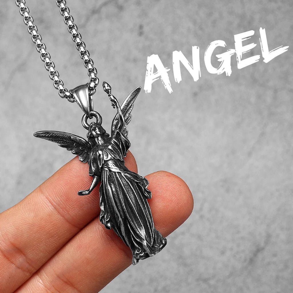 Angel Wing Pendant Necklace — Stainless Steel