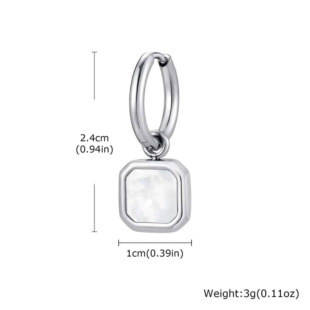 Natural Stone Huggie Hoop Earrings — SS