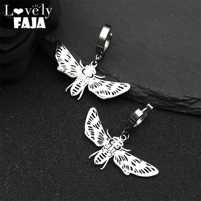 Bee Silver Earrings Vintage Hoop Flying Insect