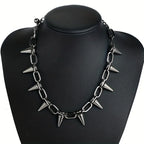 Studded Spikes Choker Necklace — Stainless Steel