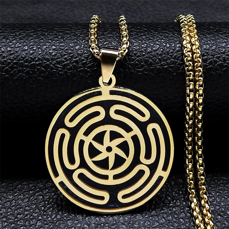 Hecate Wheel Pendant Necklace — Stainless Steel