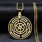 Hecate Wheel Pendant Necklace — Stainless Steel