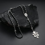 Black Hematite Cross Pendant Necklace — Zinc Alloy