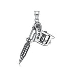 Vintage Stainless Steel Tattoo Machine Tool Pendant Necklace For Men Women Punk Hip Hop Tattoo Artist Gifts Jewelry