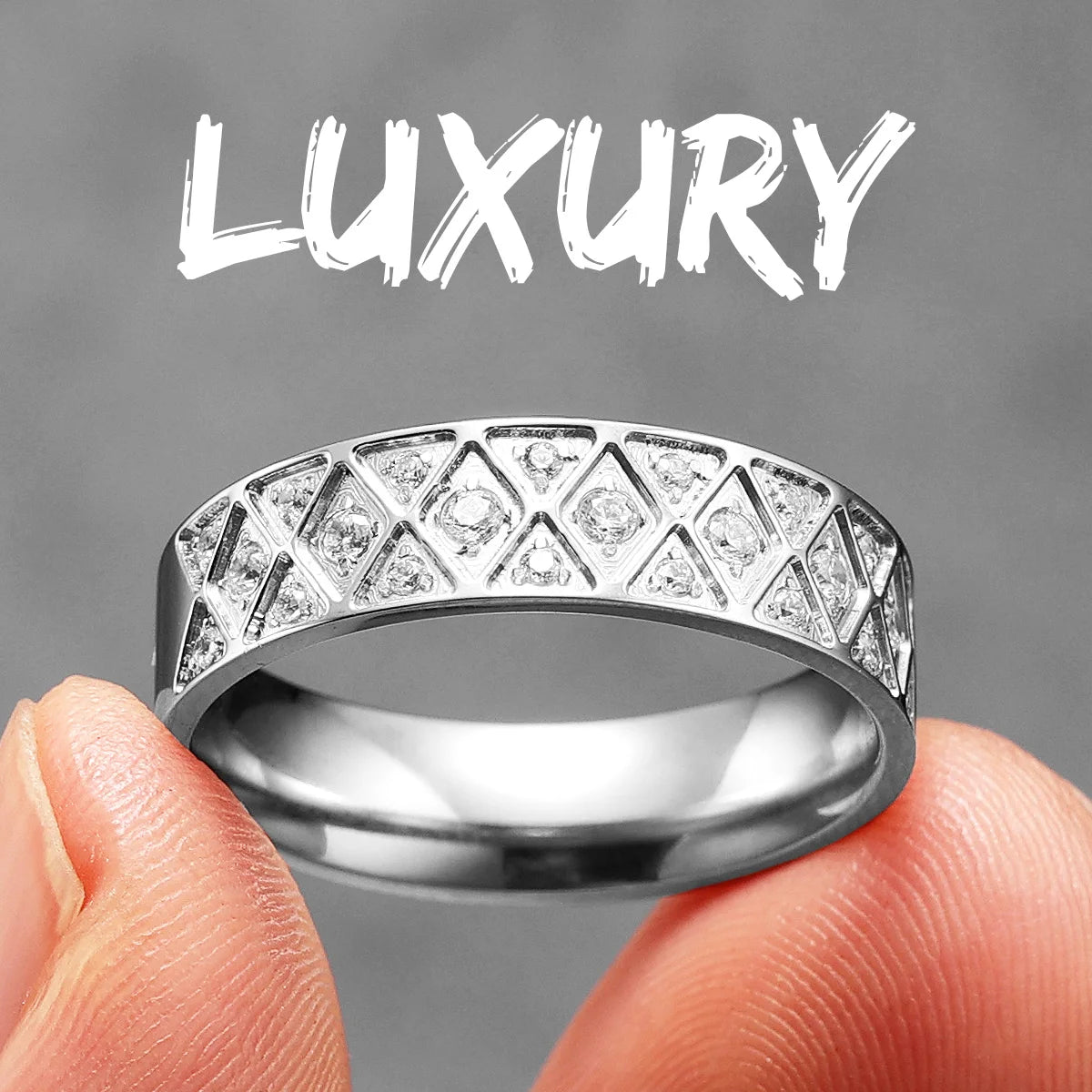Gemstone Statement Ring — Stainless Steel