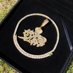 Aokaishen Iced Out Snake Hood Hustle Necklace Pendant for Men Real Gold Plated Cubic Zirconia Hip Hop Jewelry