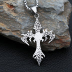 Flame Cross Pendant Necklace — Stainless Steel