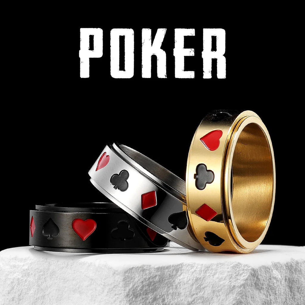 Poker Fidget Spinner Ring — Stainless Steel