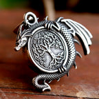 Viking Dragon Stainless Steel Pendant Necklace
