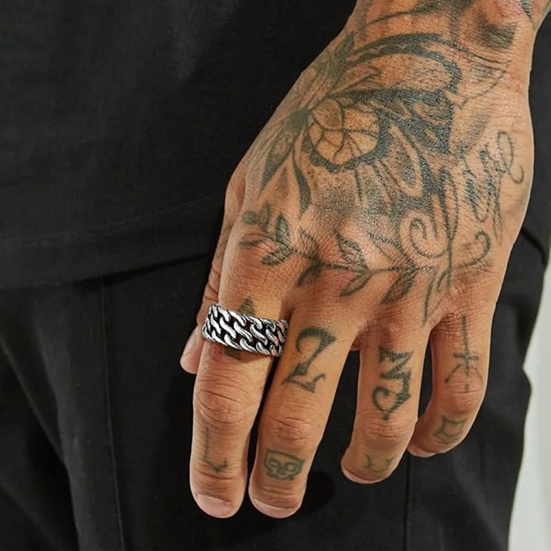 Cuban Twisted Chain Ring 10mm — Stainless Steel