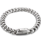 9MM Wide Curb Link Chain Man Bracelet for Men In Polished Stainless Steel Men's Wrist Bracelets On Hand Jewelry Mannen