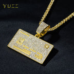 Men's Hip Hop VISA Golden Silvery Card Pendant Necklaces With 5mm 24 Inch Long Chain Credit Card Pendants for Daily Wear Unisex