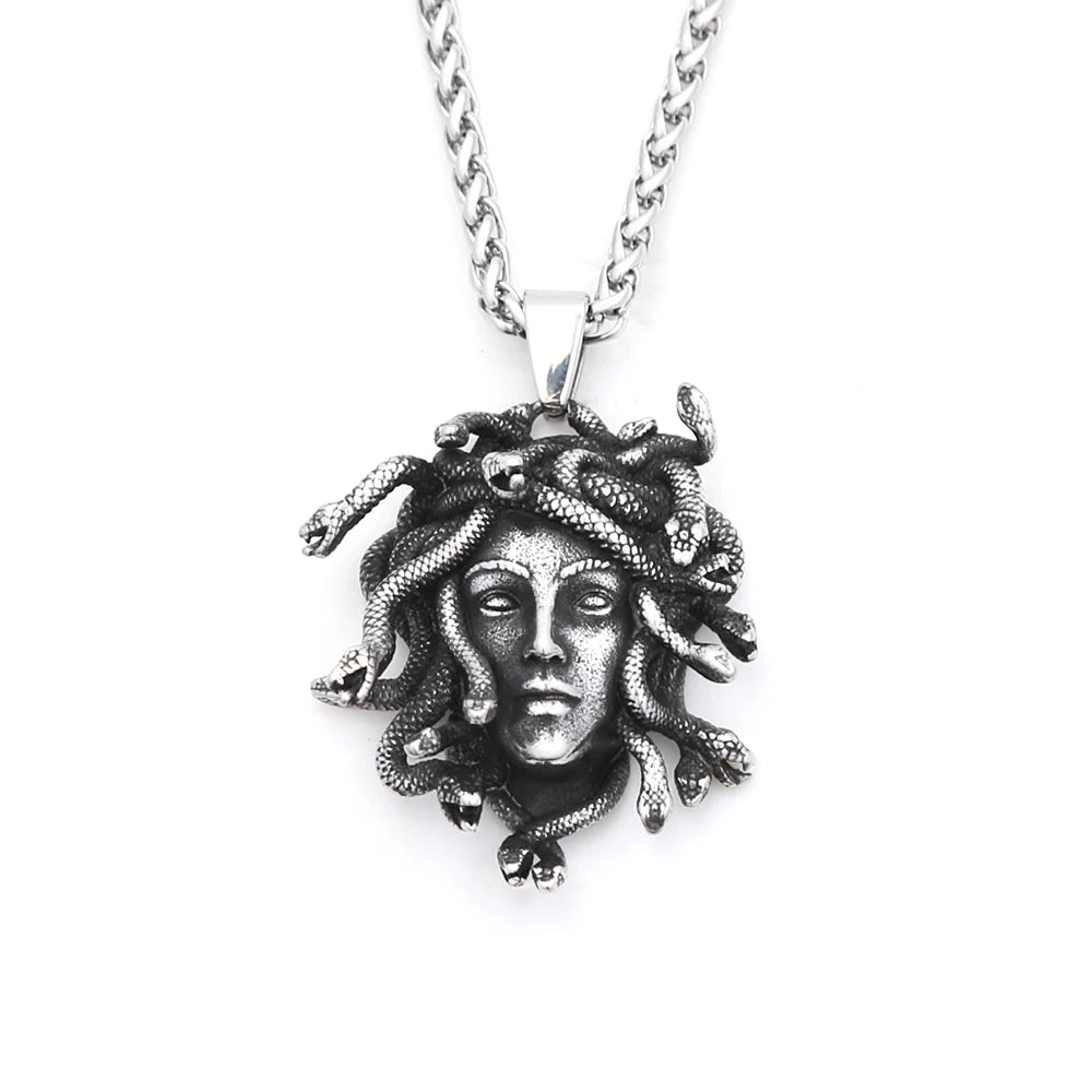 Classic Medusa Snake Pendant — Stainless Steel