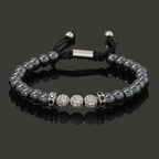 Luxury Natural Hematite Stone Beads CZ Ball Charms Man Bracelet For Women Hand Jewelry Gift For Boy