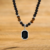 Iced Out Tiger Black Pendant Eye Rosary Crystal