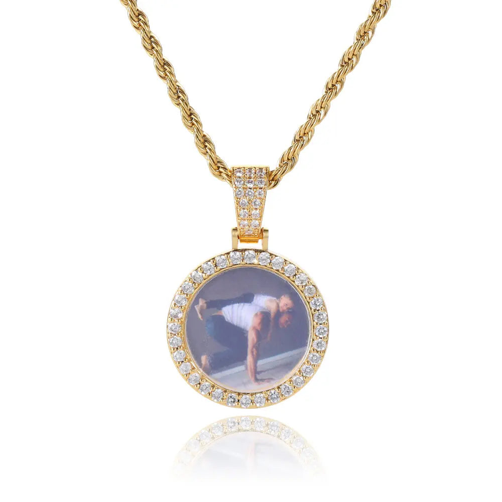 Iced Out Photo Pendant Necklace 26MM