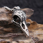 Punk Unique Viking Crow Skull Pendant For Men Vintage Stainless Steel Nordic Animal Necklace Biker Amulet Jewelry