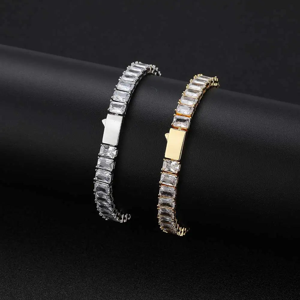Tennis Bracelet Stainless Steel 6MM Rectangle CZ