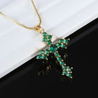 Shiny Ice Crystal Zircon Christian Cross Pendant Men and Women Hip Hop Trend Jewelry Catholic Amulet Necklace