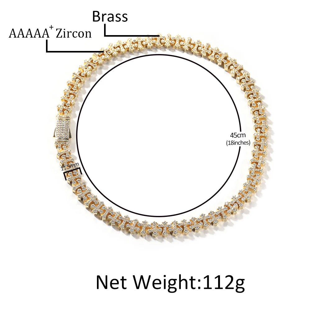 UWIN Reversed Cross Chain Necklace for Women Men 11mm Cubic Zirconia Necklaces with Box Spring Clasp Fashion Jewelry