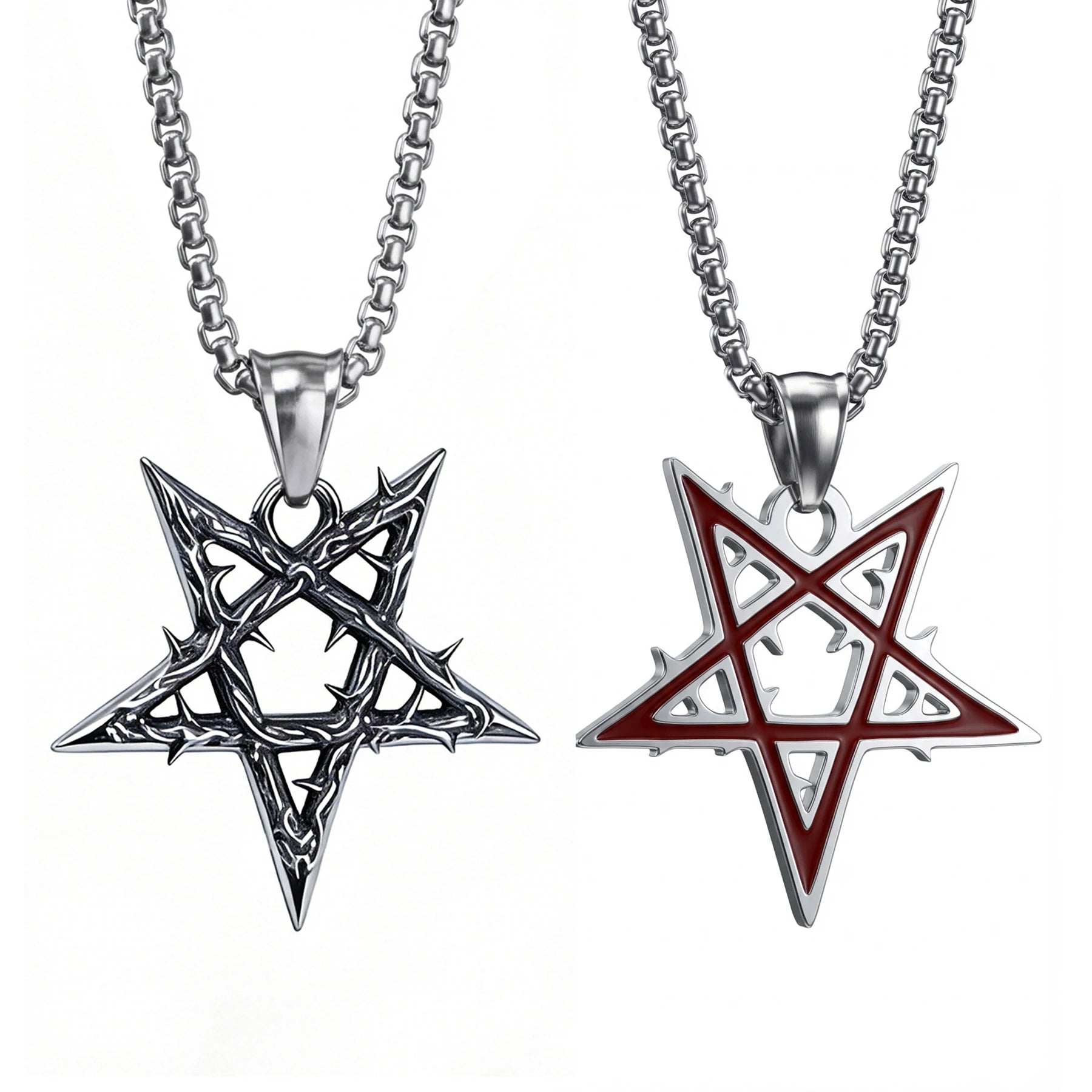 Gothic Satan Goat Silver Pendant Necklace