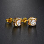 Two-Tone Iced Out Square Stud Earrings Multicolor