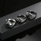 Men's Stylish Square Geometric Black Zircon Ring Stainless Steel Punk Waterproof Finger Jewelry Gift Party Daily Wear Size 7-11