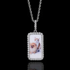Iced Out Photo Pendant Necklace Rectangle