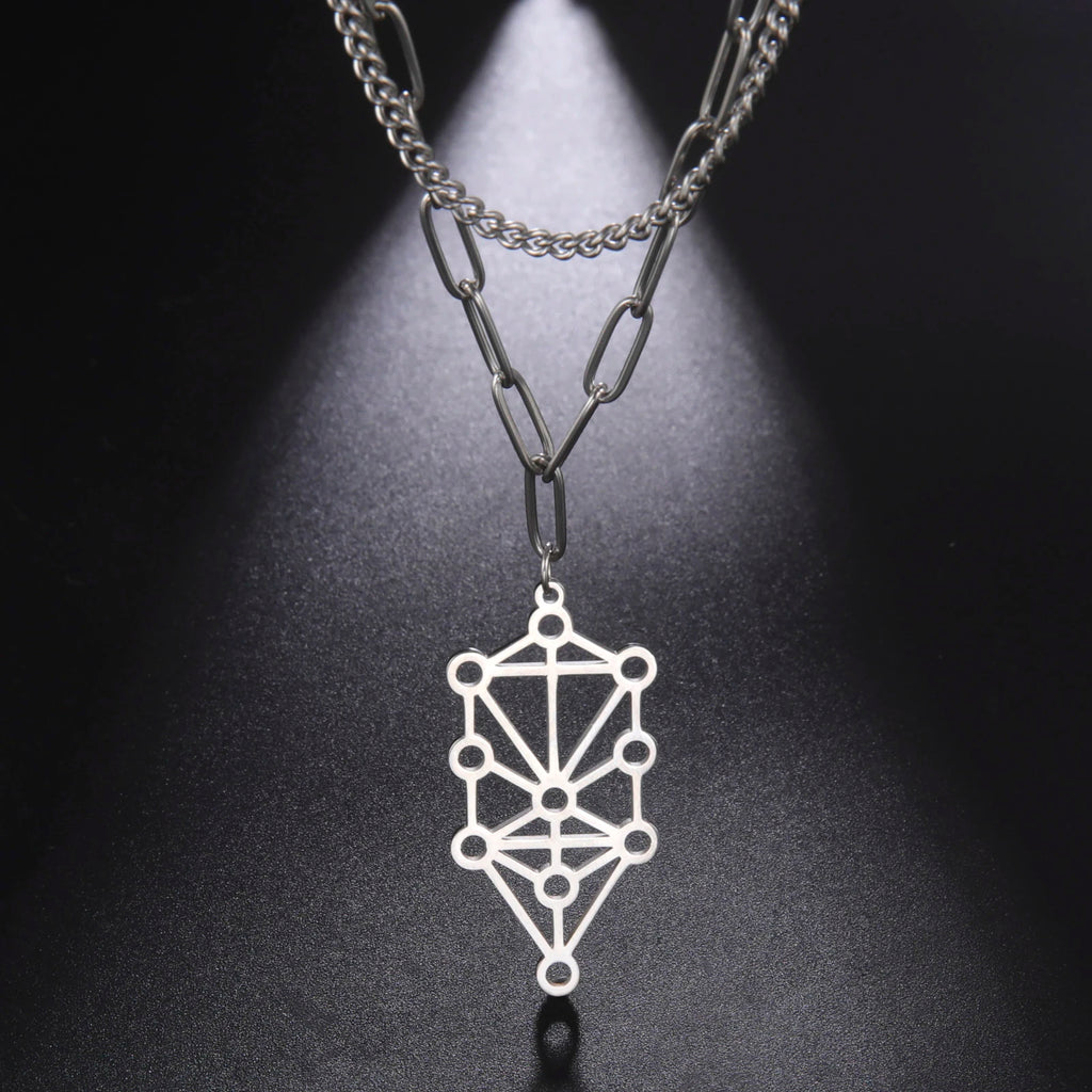 My Shape Sephirot Kabbalah Tree of Life Necklaces for Men Women Stainless Steel Pendant Necklace Vintage Male Jewelry Amulet