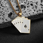 Lucky Poker Flush Pendant Necklace — Stainless Steel